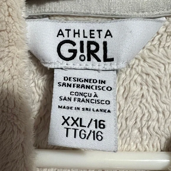 Athleta Girl Feelin’ Great Hoodie Girl’s XXL/16 cream. long sleeve thumb holes - Picture 9 of 9